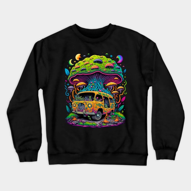 Trippy Mushroom Van Crewneck Sweatshirt by Genuine Vintage